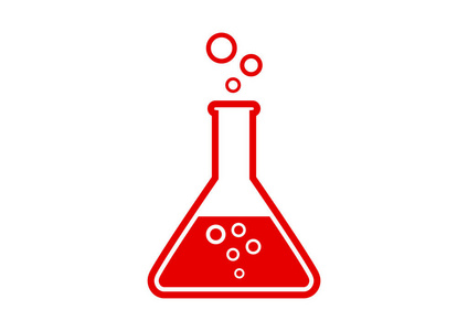 白色背景上的红色实验室玻璃图标