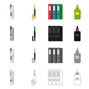 办公室和供应符号的向量例证。办公室和学校股票向量例证的集合