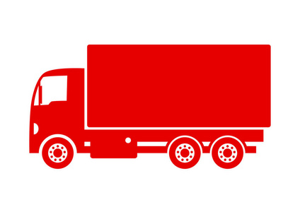 白色背景上的红色卡车图标图片