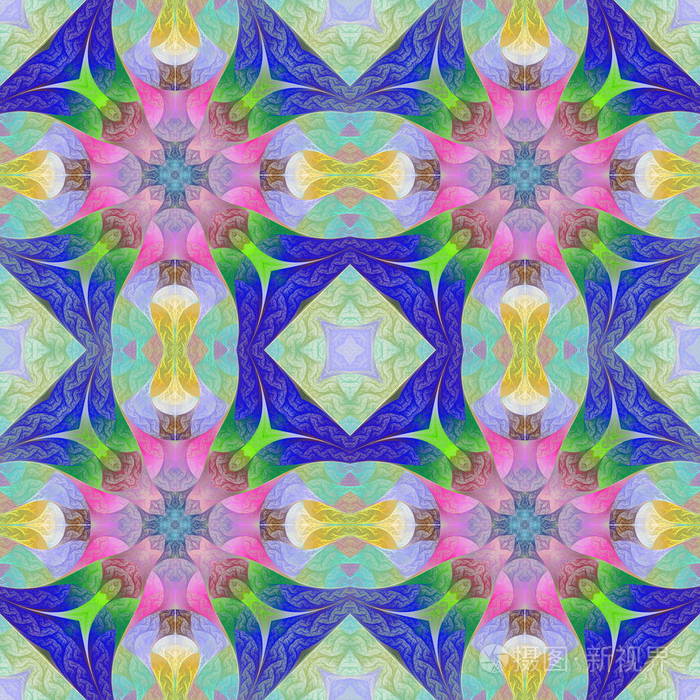 马赛克风格的多彩的花纹花图案.