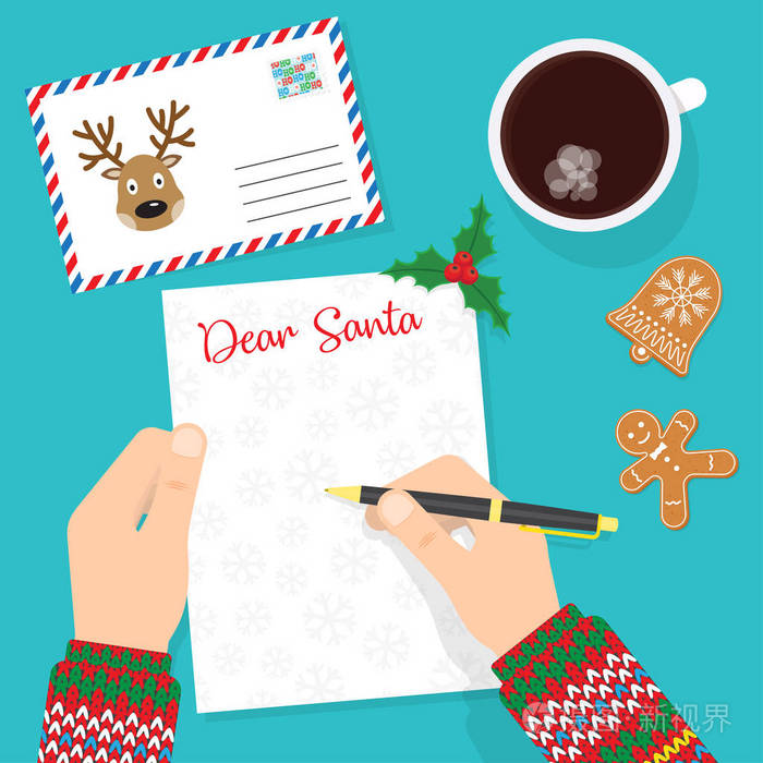 给圣诞老人写信.文本的空间.向量例证
