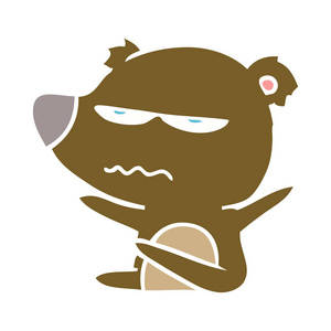 愤怒的熊扁平颜色风格动画片