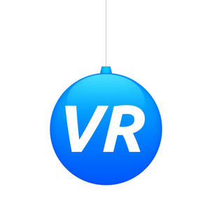 Vr 虚拟现实缩写词的孤立的圣诞球。