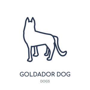 戈多狗图标。goldador 狗线性符号设计从狗收藏。简单的大纲元素向量例证在白色背景
