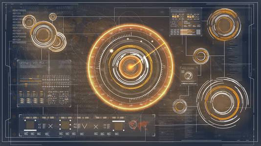 雷达屏幕图标.未来技术展示设计.未来派矢量 hud 界面屏幕设计照片