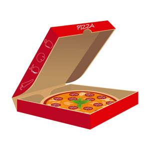 披萨与它的箱子在向量
