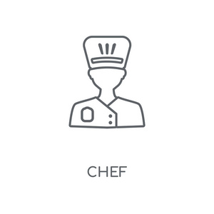 厨师线性图标。厨师概念笔画符号设计。薄的图形元素向量例证, 在白色背景上的轮廓样式, eps 10
