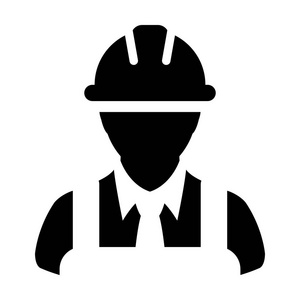 调查工作人员图标向量男性建筑服务人员个人资料头像与安全帽头盔在字形象形图插图