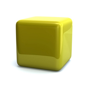 3d 例证黄色块立方体概念在白色背景