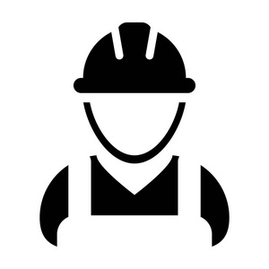 男性个人主管图标向量男性建筑工人个人资料头像与安全帽头盔在字形