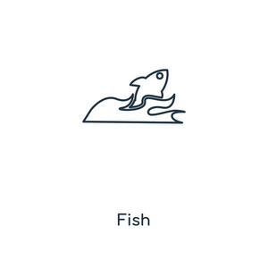 时尚设计风格的鱼图标。在白色背景上查出的鱼图标。鱼矢量图标简单和现代平面符号为网站, 手机, 标志, 应用程序, ui。鱼图标向