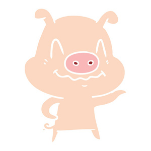 紧张的扁平颜色风格动画片猪