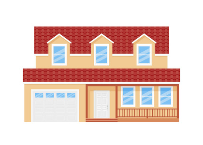 现代化的住宅小屋.联排别墅公寓孤立的白色背景.动画片例证照片