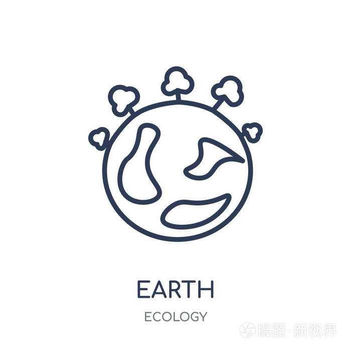 从生态学收藏的绿色地球线性符号设计.