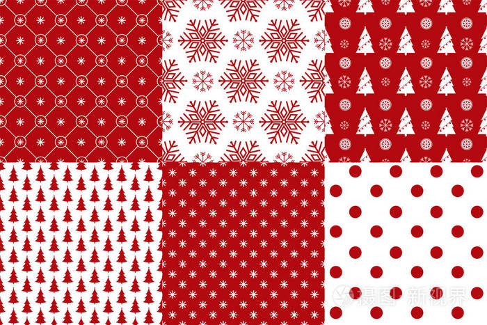 设置为6个圣诞节背景红色和白色的颜色.