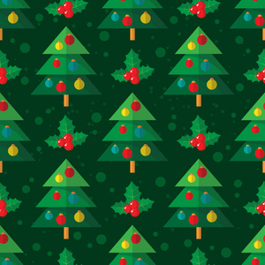 无缝的模式与圣诞树。扁平设计。礼品包装或面料的设计元素