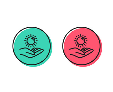 太阳保护线图标.护肤标志.正圆和负圆按钮的概念.好的或坏的符号.