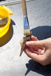 考古学家在野外远征期间清除刷子发现.