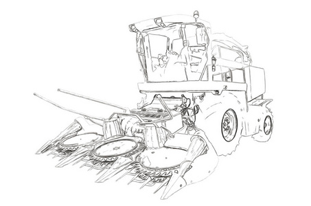 农业收割机的轮廓照片