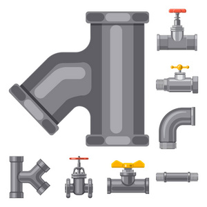 管子和管子标志的向量例证。用于 web 的管道和管线库存符号集