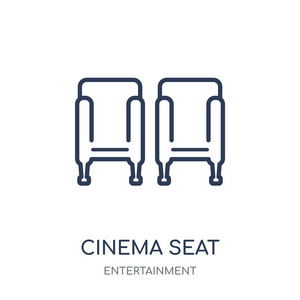 影院座椅图标。电影位子线性标志设计从娱乐收藏