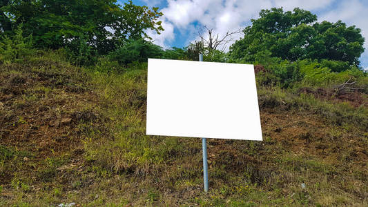 空白广告广告牌标志城市公共白色隔离剪裁路径模板广告横幅模拟