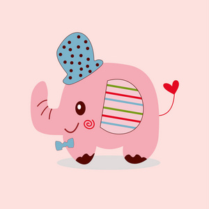 可爱的小象在蓝色帽子.