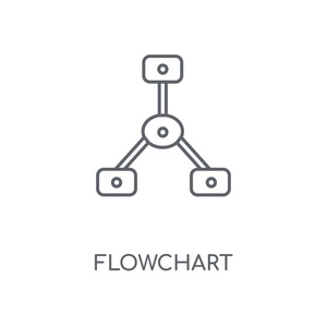 流程图线性图标。流程图概念笔画符号设计。薄的图形元素向量例证, 在白色背景上的轮廓样式, eps 10