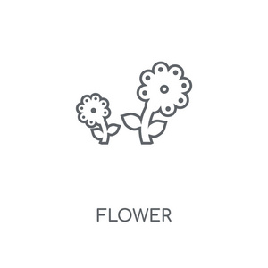 花线性图标。花卉概念笔画符号设计。薄的图形元素向量例证, 在白色背景上的轮廓样式, eps 10