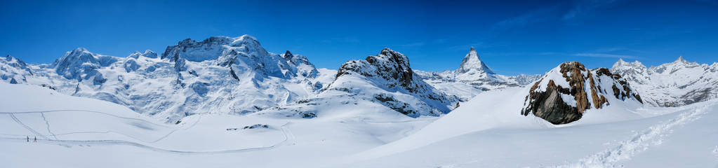 瑞士采尔马特峰山顶雪山全景美景