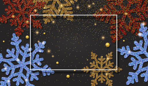 圣诞节, 新年, 冬季背景与美丽的颜色雪