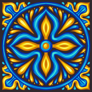 摩洛哥瓷砖图案插画