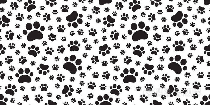 狗爪无缝模式向量猫足迹瓷砖背景重复壁纸查出的动画片插图涂鸦插画 正版商用图片0temdh 摄图新视界
