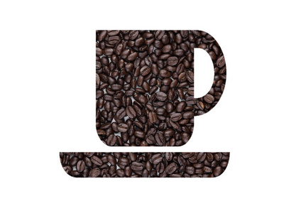 黑咖啡形状创建从豆 cup