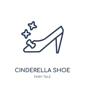 灰姑娘鞋图标。灰姑娘鞋线性符号设计从童话收藏。简单的大纲元素向量例证在白色背景