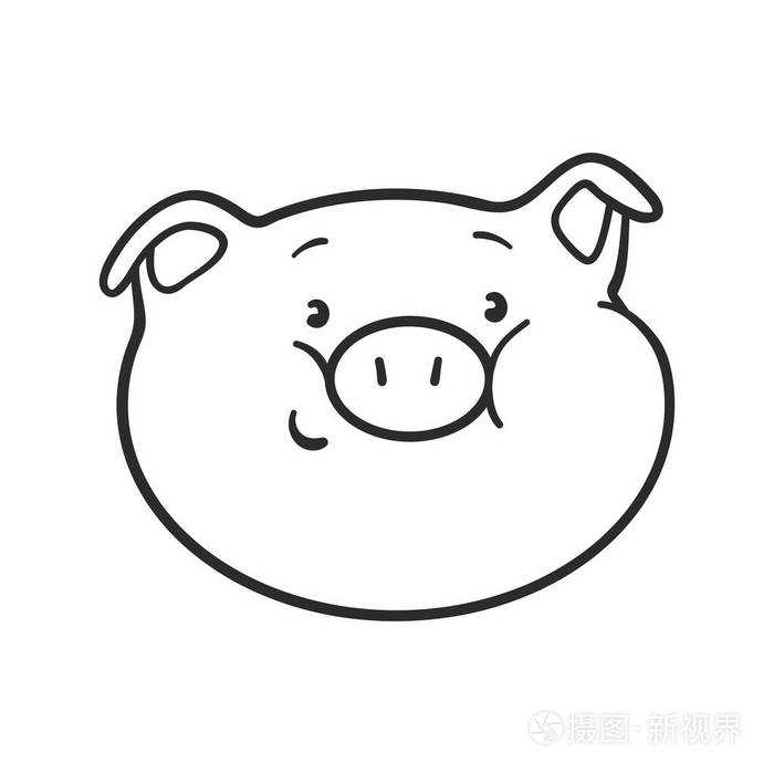 表情符号猪着色书微笑摩蒂肯图标