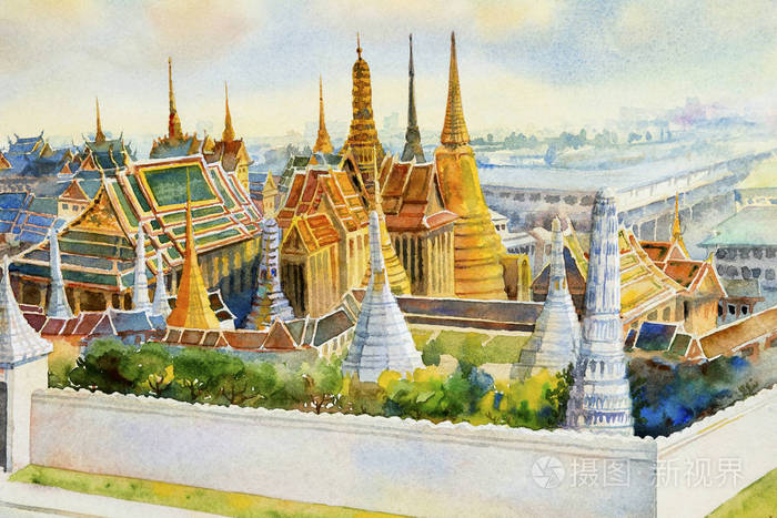 泰国曼谷的皇家大皇宫和 wat phra keaw.