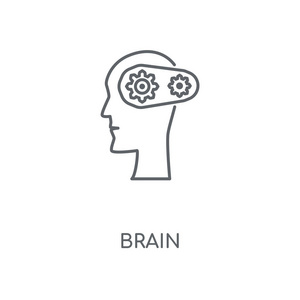 大脑线性图标。大脑概念笔划符号设计。薄的图形元素向量例证, 在白色背景上的轮廓样式, eps 10