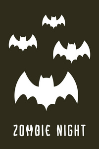 万圣节蝙蝠线图标万圣节贺卡黑色背景上的白色扁平蝙蝠图标.