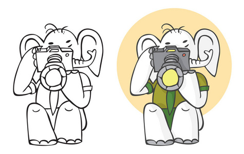 例证在白色背景大象坐在相机上的照片
