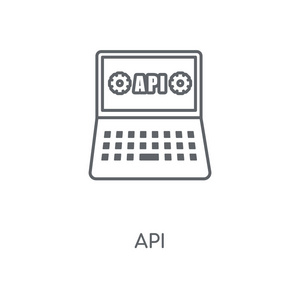 api 线性图标。api 概念笔画符号设计。薄的图形元素向量例证, 在白色背景上的轮廓样式, eps 10