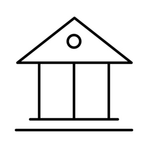 在白色背景矢量插图上隔离的银行大楼平面图标