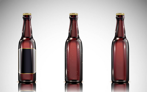 用于设计用途的3d 插图中的啤酒玻璃瓶模型