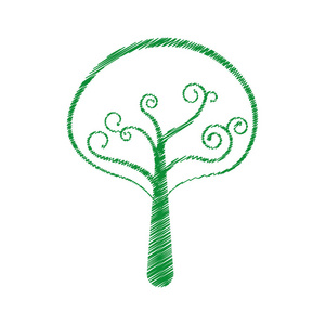 树植物手绘孤立的图标图片