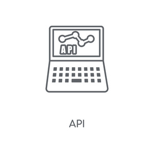 api 线性图标。api 概念笔画符号设计。薄的图形元素向量例证, 在白色背景上的轮廓样式, eps 10