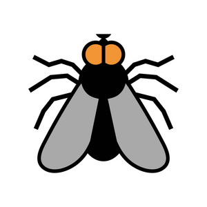 飞行标志, 停止苍蝇, 害虫, 手绘素描的苍蝇, 矢量图稿照片