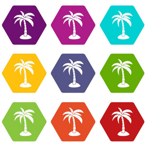 棕榈图标设置颜色六面体