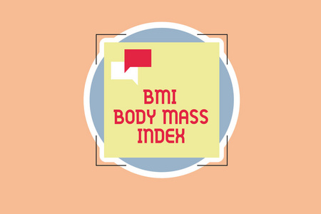 写笔记显示 Bmi 身体质量指数。商业照片展示身体脂肪基于重量和重量测量