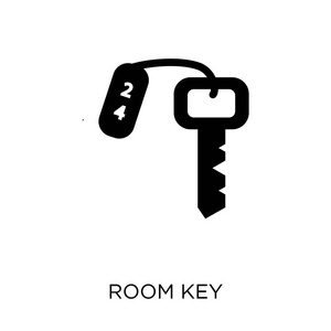 房间键图标。房间的关键符号设计从酒店集合。简单的元素向量例证在白色背景