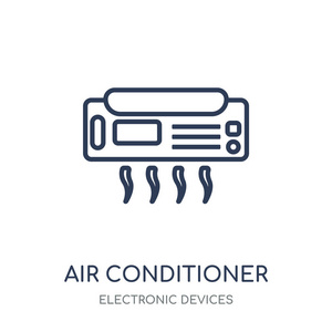 空调图标。从电子设备采集的空调线性符号设计